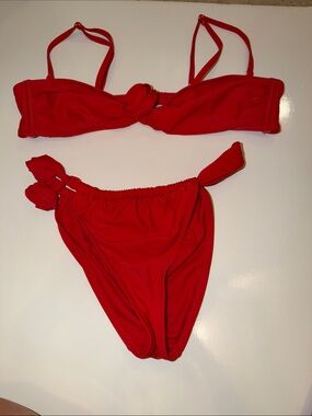 wild fable Red Knot-Front Bikini Set